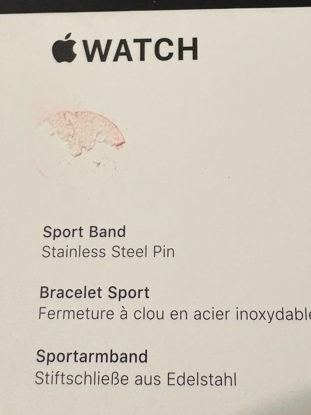 Apple Watch Sport Band with a Stainless Steel Pin White 40MM used in case EUC‎